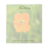 Oranje Poppy Echte Natuur Bloem Foto Aangepaste Na Notitieblok (Voorkant)
