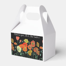 Oranje Poppy Floral Wedding Cake Favor Box