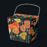 Oranje Poppy Floral Wedding Cake Favor Box Bedankdoosjes<br><div class="desc">Oranje papaver op zwarte bloemen Wedding Cake Favor Boxes. Ontworpen van een van mijn waterverf schilderijen.</div>