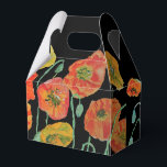 Oranje Poppy Floral Wedding Cake Favor Box Bedankdoosjes<br><div class="desc">Sinaasappel Poppy op zwart Bloemen Trouwtaart Favor Dozen,  met Volledig  Namen. Ontworpen op basis van een van mijn aquarelschilderijen.</div>