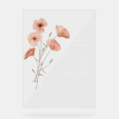 Oranje Poppy Flower Botanical Wedding Welkomstbord Acryl Bord (Voorkant)