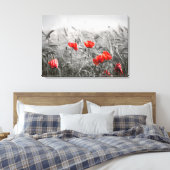 Oranje Poppy Flower Field minimalistische fotograf Canvas Afdruk (Insitu (Slaapkamer))
