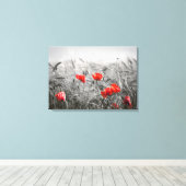 Oranje Poppy Flower Field minimalistische fotograf Canvas Afdruk (Insitu (Houten vloer))