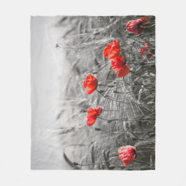 Oranje Poppy Flower Field minimalistische fotograf Fleece Deken