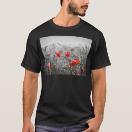Oranje Poppy Flower Field minimalistische fotograf T-shirt