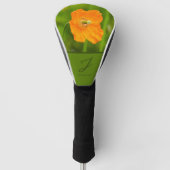 Oranje Poppy Flower Foto met Monogram en Naam Golfheadcover (Voorkant)