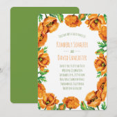 Oranje Poppy Flower Wedding Kaart (Voorkant / Achterkant)