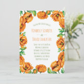 Oranje Poppy Flower Wedding Kaart (Staand voorkant)