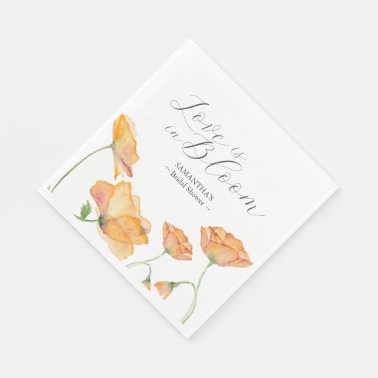 Oranje Poppy Flowers Vrijgezellenfeest servetten (Hoek)