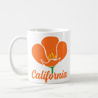 Oranje Poppy Icon met California Tekst Koffiemok