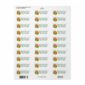 Oranje Poppy-label voor retouradres Etiket (Full Sheet)