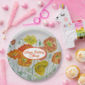 Oranje Poppy Roos Bloempatroon Papier Party Bord (Feest)