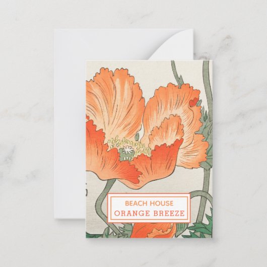 Oranje Poppy - vakantieverhuur Gasteninformatie Notitiekaartje (Voorkant)