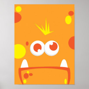 Oranje Poster monster Face Print