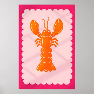 Oranje Poster van Kreeft, Krachtige Pop Art Keuken