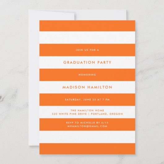 Oranje | Preppy Script Photo Graduparty Kaart (Achterkant)