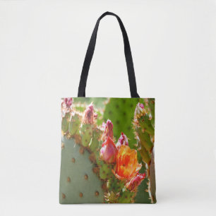 Oranje Prickly Pear Blooms Tote Bag