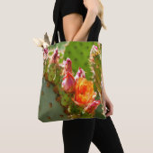 Oranje Prickly Pear Blooms Tote Bag (Dichtbij)