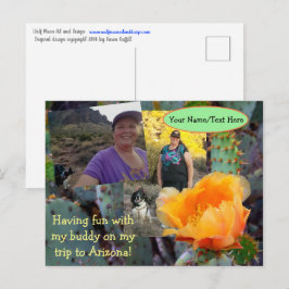 Oranje Prickly Pear Cactus Flower Arizona Vakantie Briefkaart