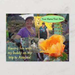 Oranje Prickly Pear Cactus Flower Arizona Vakantie Briefkaart