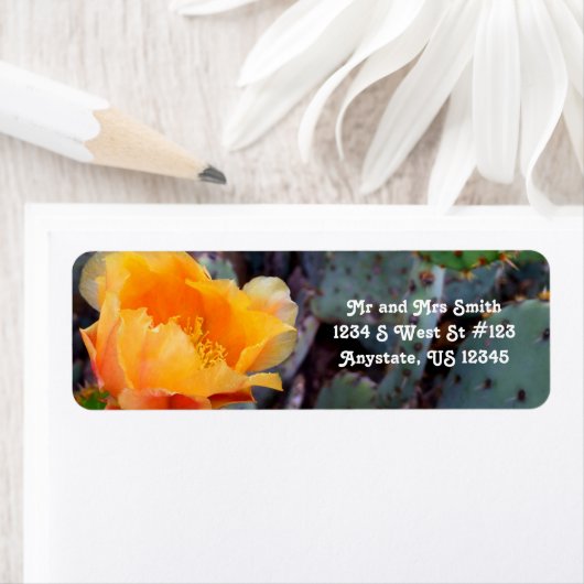 Oranje Prickly Pear Cactus Flower Arizona Verenigd Etiket (Insitu)