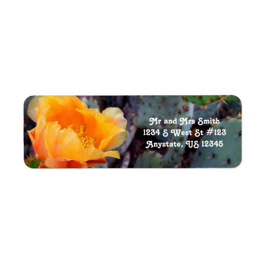 Oranje Prickly Pear Cactus Flower Arizona Verenigd Etiket (Voorkant)