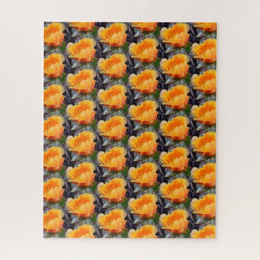 Oranje Prickly Pear Cactus Flower Pattern Legpuzzel (Verticaal)