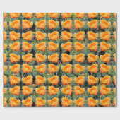 Oranje Prickly Pear Opuntia Cactus Flower Design Cadeaupapier (Vlak)