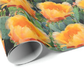 Oranje Prickly Pear Opuntia Cactus Flower Design Cadeaupapier (Rol Hoek)
