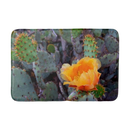 Oranje Prickly Pear Opuntia Cactus Flower Photo Badmat (Voorkant)