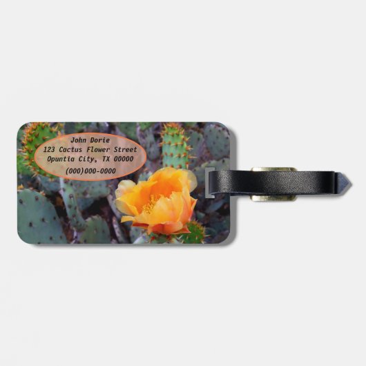 Oranje Prickly Pear Opuntia Cactus Flower Photo Bagagelabel (Achterkant horizontaal)