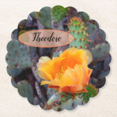 Oranje Prickly Pear Opuntia Cactus Flower Photo Kartonnen Onderzetters (Voorkant)