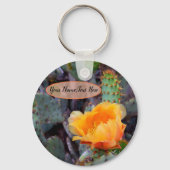 Oranje Prickly Pear Opuntia Cactus Flower Photo Sleutelhanger (Voorkant)