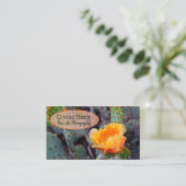 Oranje Prickly Pear Opuntia Cactus Flower Photo Visitekaartje (Staand voorkant)