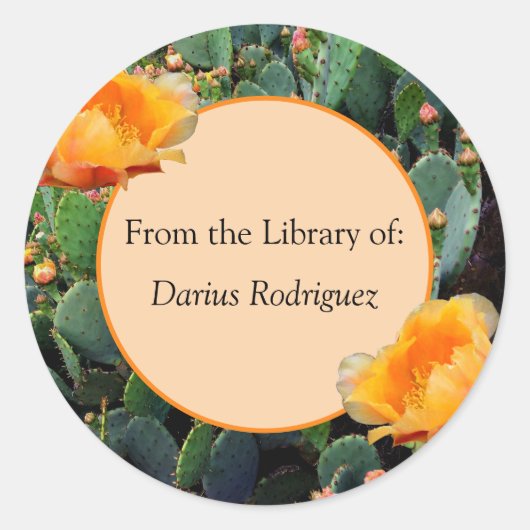 Oranje printplaat met prickly Pear Cactus Ronde Sticker (Voorkant)