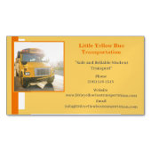 Oranje privé gele schoolbuschauffeur magnetisch visitekaartje (Voorkant)