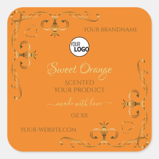 Oranje Product Labels Gold  hoek met Logo (Voorkant)