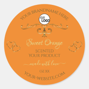 Oranje productlabels Gold hart met Logo Ronde Sticker