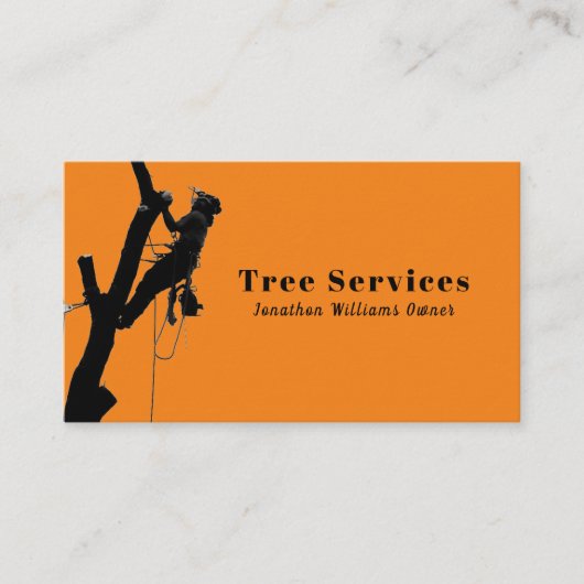 Oranje Professional Tree Trimming Service Business Visitekaartje (Voorkant)