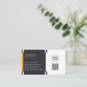 Oranje professioneel modern bedrijf visitekaartje (Staand voorkant)