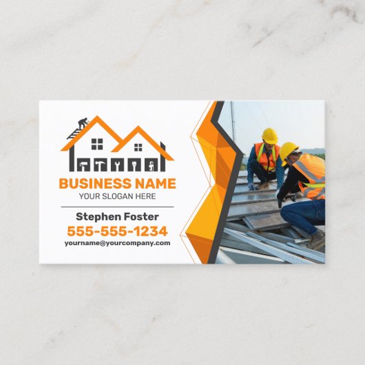 Oranje professionele dakbedekking shingles huis visitekaartje (Voorkant)