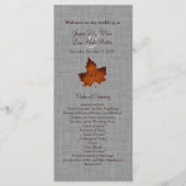 Oranje programma van de Monogrammed Wedding van Li Programmakaart (Voorkant)