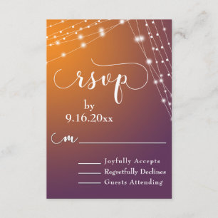 Oranje Pruim Ombre & Lichte Strings Bruiloft RSVP Kaartje