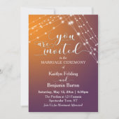 Oranje pruim ombre & lichte touwtjes bruiloft kaart (Voorkant)