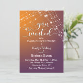 Oranje pruim ombre & lichte touwtjes bruiloft kaart (Staand voorkant)