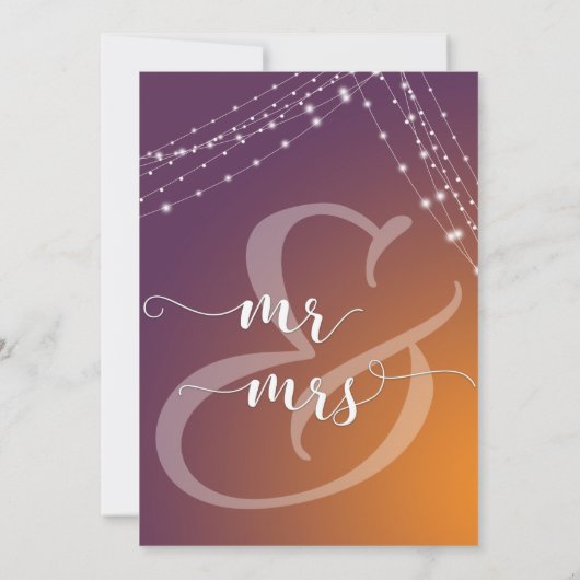 Oranje pruim ombre & lichte touwtjes bruiloft kaart (Achterkant)