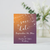 Oranje pruimenombre & lichte snaren Bewaar de datu Aankondigingskaart (Staand voorkant)