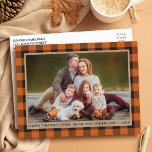Oranje Pset Kraft Familie Foto Happy Thanksgiving Briefkaart<br><div class="desc">Oranje buffel Gezin Foto Happy Thanksgiving Kraft Holiday Briefkaart</div>
