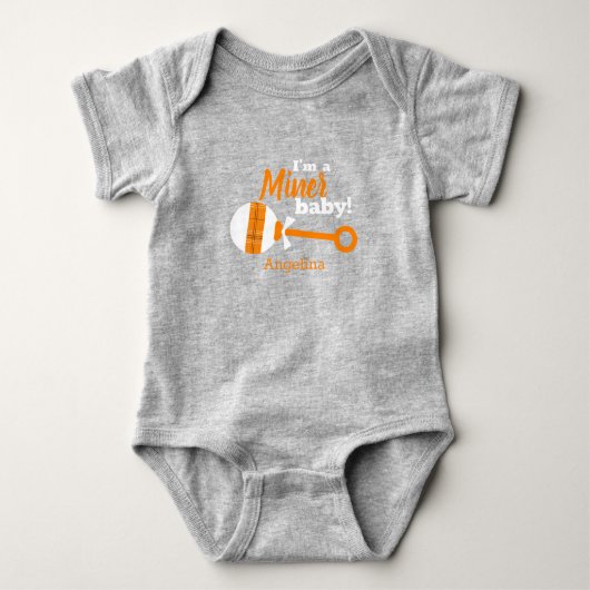 Oranje Pset Rattle Miner Baby Bodysuit (Voorkant)