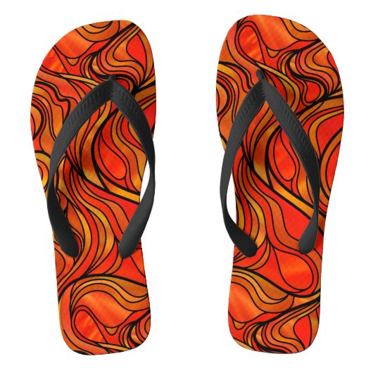 Oranje Psychedelic Glas in lood Abstract Teenslippers (Voetbed)
